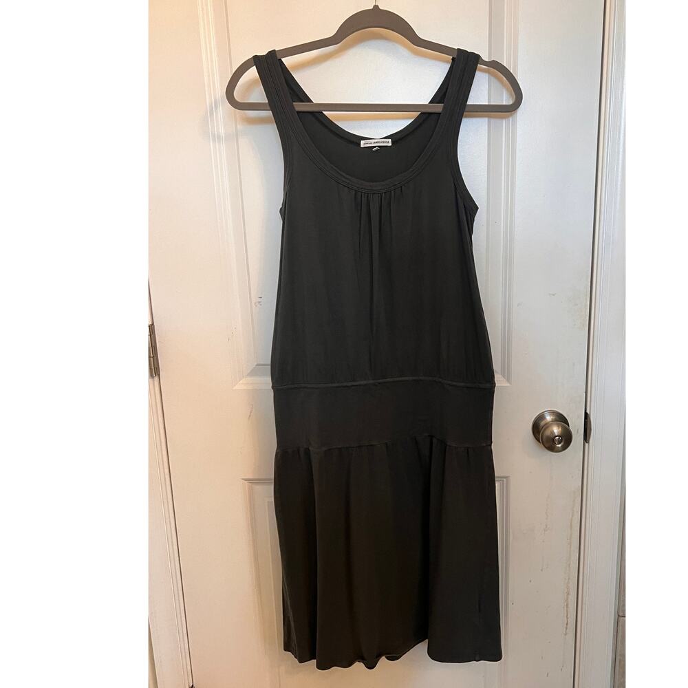 James Perse Gray Supima Cotton Sleeveless Drop Waist Blouson Dress Sz 2 Basic